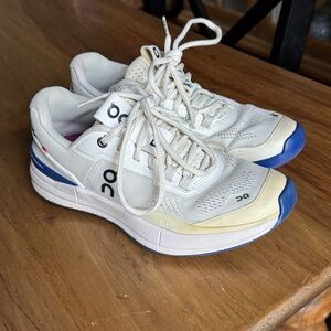 On Kids' Cloudrunner White and Blue Sneakers